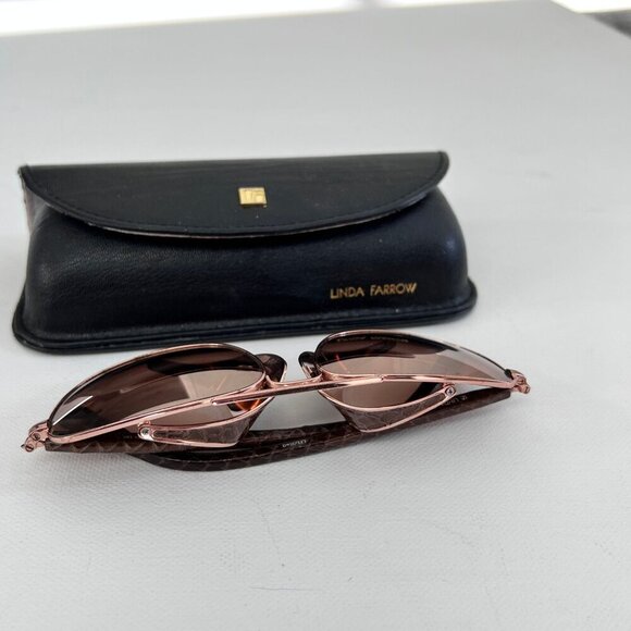 Linda Farrow Rose Gold Titanium Snakeskin Folding Blinker Aviator Sunglasses - Picture 8 of 14